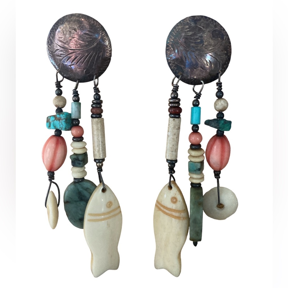 Bohemian sterling silver Fish Dangle Earrings